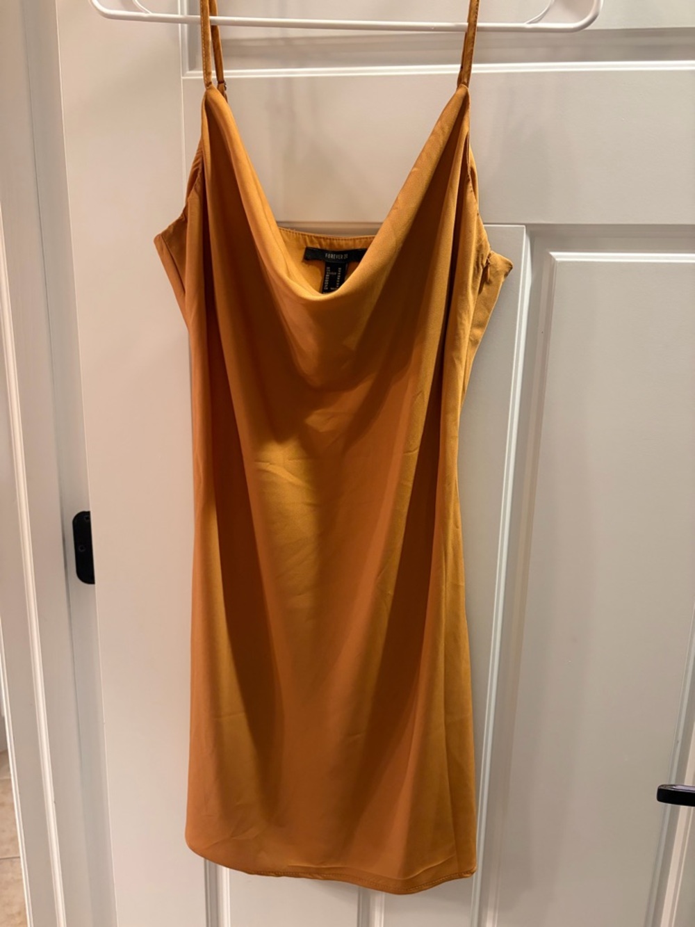 Washed Cowl Neck Slip Dress in Mustard